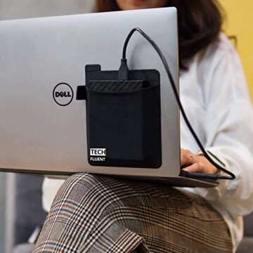 TECH FLUENT - External Hard Drive Holder - Portable HDD & SSD Adhesive Case - Organizer Pouch Wireless Storage for Samsung Sandisk WD Seagate Toshiba ADATA LaCie (Big Size 5.94 x 4.52 x 0.12 in)