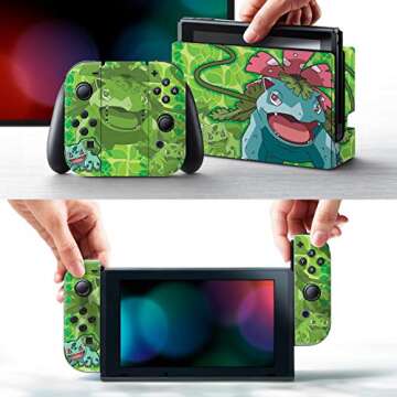 Controller Gear Nintendo Switch Skin & Screen Protector Set - Pokemon - Bulbasaur Evolutions Set 1 -...