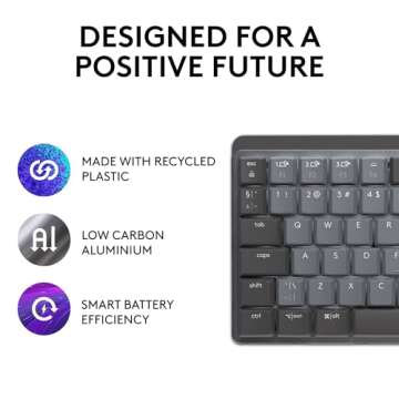 Logitech MX Mechanical Mini Wireless Illuminated Keyboard, Tactile Quiet Switches, Backlit, Bluetooth, USB-C, macOS, Windows, Linux, iOS, Android, Metal