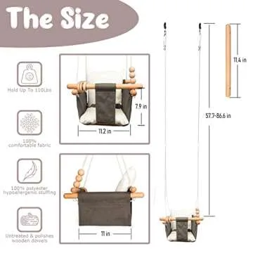 Tislly Baby Swing Outdoor Indoor Toddler Swing Seat with Safety Belt, Canvas Hanging Swings Outside Tree Swing Great Gift for Baby Boys Girls Kids Lovers