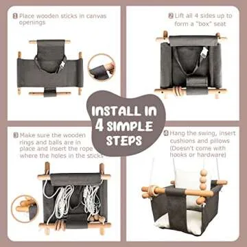 Tislly Baby Swing Outdoor Indoor Toddler Swing Seat with Safety Belt, Canvas Hanging Swings Outside Tree Swing Great Gift for Baby Boys Girls Kids Lovers