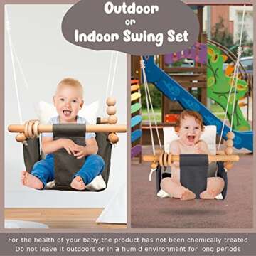 Tislly Baby Swing Outdoor Indoor Toddler Swing Seat with Safety Belt, Canvas Hanging Swings Outside Tree Swing Great Gift for Baby Boys Girls Kids Lovers