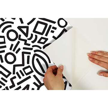 Aelfie AES4789: Black Doodle Abstract Peel & Stick Wallpaper