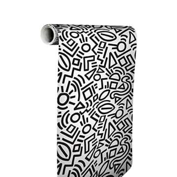 Aelfie AES4789: Black Doodle Abstract Peel & Stick Wallpaper