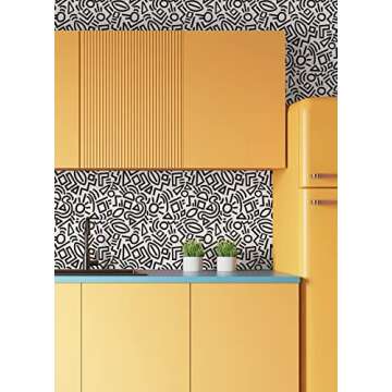 Aelfie AES4789: Black Doodle Abstract Peel & Stick Wallpaper