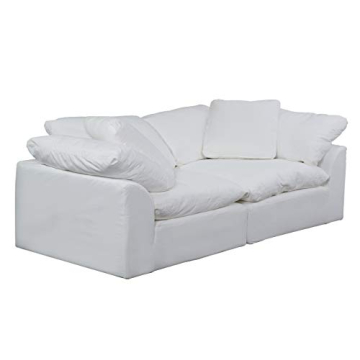 Sunset Trading Cloud Puff Modular Performance White Sectional Sofa - Cozy and Versatile