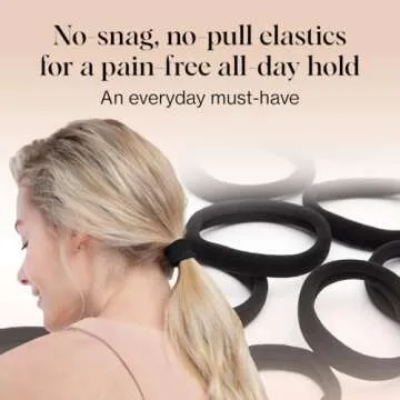 Kitsch Nylon Hair Ties for Girls & Women - No Snag, Pain-free Hair Ties No Damage Ideal for Ponytails, Updos & Braids, 12pcs Black