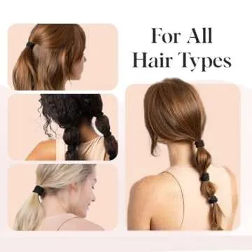 Kitsch Nylon Hair Ties for Girls & Women - No Snag, Pain-free Hair Ties No Damage Ideal for Ponytails, Updos & Braids, 12pcs Black