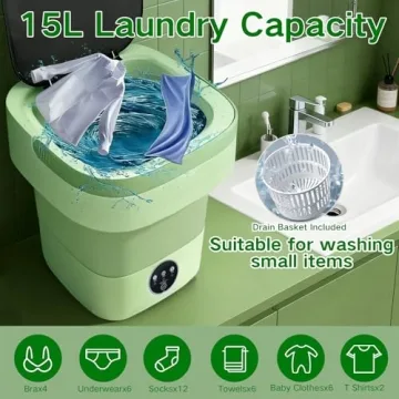 Compact 15L Portable Washing Machine for Travel & Home