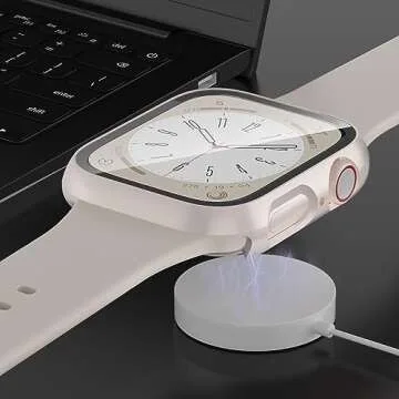 QCKANLJ 6-Pack Case Compatible with Apple Watch Series 9 8 7 41mm with Tempered Glass Screen Protector, Ultra-Thin Hard PC Full Protective Face Cover Bumper for iWatch 41mm