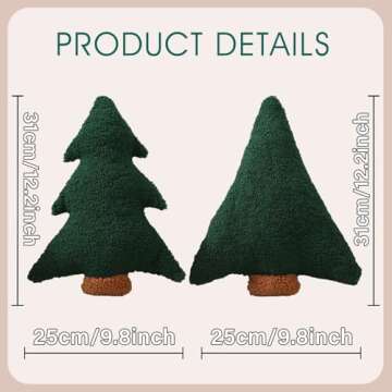 Allorry Christmas Pillows,Christmas Tree Pillow Set of 2 Cute Xmas Tree Shaped Plush Pillow Stuffed Christmas Decor for Party Home Sofa Cushion Bed Decorations(12.2 Inch) WL-006B