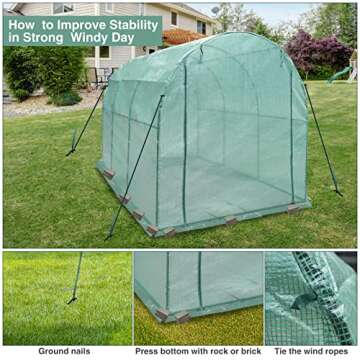 Stonehomy Walk-in Greenhouse for Outdoors, 10x7x7FT Heavy Duty Green House for Plants Winter, Large Tunnel Warm House for Gardening with PE Cover and Roll-up Zipper Door