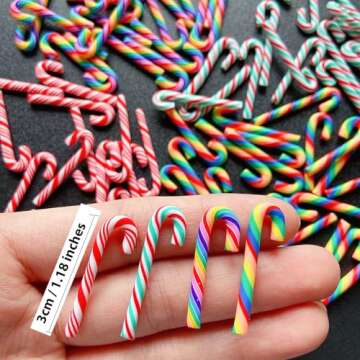 100Pcs Clay Candy Canes Red White Candy Canes Christmas Candy Cane Faux Candy Cane Christmas Stick M...