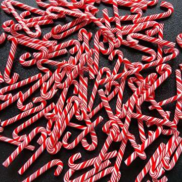100Pcs Clay Candy Canes Red White Candy Canes Christmas Candy Cane Faux Candy Cane Christmas Stick Mini Polymer Soft Clay DIY Decoration for Nail Art Kit DIY Cake Food（3CM-4Color）