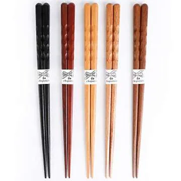 MFJUNS 5-Pairs Reusable Wooden Chopsticks Set