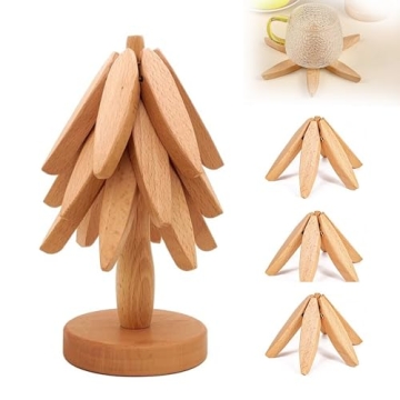 Wooden Trivets for Hot Dishes - Tree Coasters and Decorative Wood Trivet Set