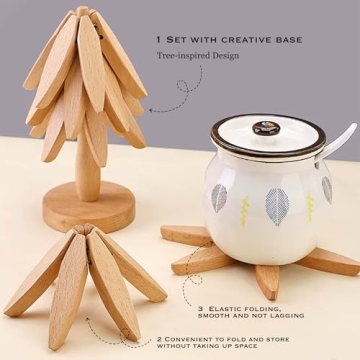 Stylish Wooden Trivets Set for Hot Dishes and Coasters