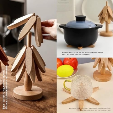 Stylish Wooden Trivets Set for Hot Dishes and Coasters