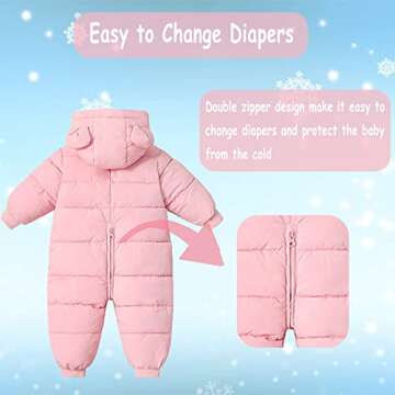 Ilyboz Infant Toddler Snowsuit Cute Baby Bear Suit Newborn Winter Coat Warm Hooded Jumpsuit for Boys...