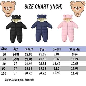 Ilyboz Infant Toddler Snowsuit Cute Baby Bear Suit Newborn Winter Coat Warm Hooded Jumpsuit for Boys Girls