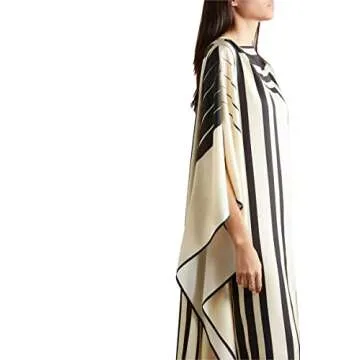 Modest Wear Women Soft Satin Silk Printed Kaftan,Kurta,Beach Party wear Kaftan,Luxury Silk Caftan Silk top Regular wear Kaftan Fancy Dress (Black and White)