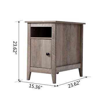 JAXPETY Modern Farmhouse Nightstand Set of 2, Wooden Bedside End Table with Switchable Door, Open Shelf, Hidden Storage for Living Room Bedroom, Light Brown