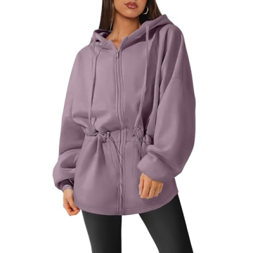 OSTAUG Womens Turtleneck Sweatshirts Zip Up Fleece Hoodie Long Sleeve Oversized Winter Warm Sweater ...