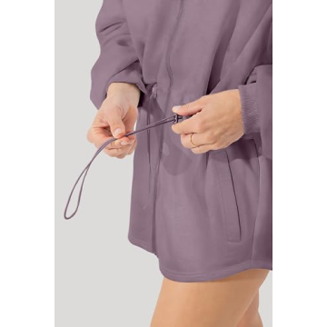 OSTAUG Womens Turtleneck Sweatshirts Zip Up Fleece Hoodie Long Sleeve Oversized Winter Warm Sweater Workout Tops Hoodies for Teen Girls(Hazy Lilac Small)