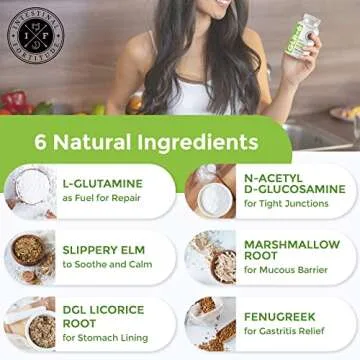 Intestinal Fortitude GLR-6 - Gut Lining Repair Supplement for Gut Health - Leaky Gut Repair with L-Glutamine, Slippery Elm, DGL Licorice Root, Marshmallow Root, Fenugreek - IBS, IBD, GERD - Vegan