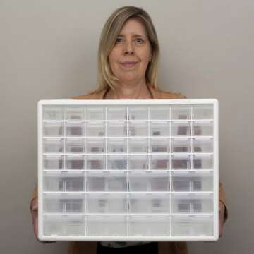 Akro-Mils 10144 44-Drawer Plastic Drawer Storage Cabinet for Garage Organization, Bead Organizer, Le...