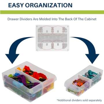 Akro-Mils 10144 44-Drawer Plastic Drawer Storage Cabinet for Garage Organization, Bead Organizer, Lego Storage, Teacher Toolbox, Makeup Organizer, and More, 20-Inch W x 6-Inch D x 16-Inch H, White