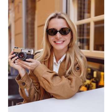 FEISEDY Vintage Oval Sunglasses Stylish 90s Retro Shades