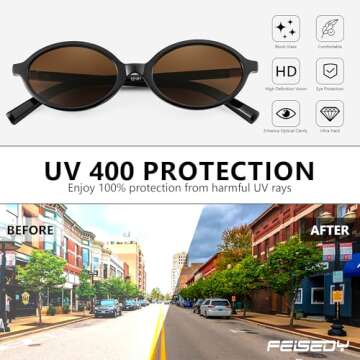 FEISEDY Vintage Oval Sunglasses Stylish 90s Retro Shades