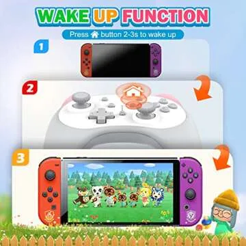 IINE Cute Switch Controller, Bluetooth Cartoon Kitten Switch Controllers Wireless, Kawaii Light Switch Gaming PC Controller with TURBO/Double Vibration Function, White
