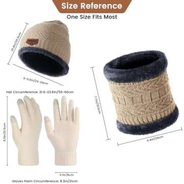 Premillow Winter Hat Beanie Scarf Touchscreen Gloves Set for Men/Women, Skull Cap Gloves Neck Warmer Set with Fleece Lined