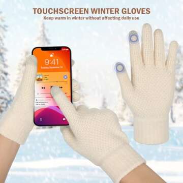 Premillow Winter Hat Beanie Scarf Touchscreen Gloves Set for Men/Women, Skull Cap Gloves Neck Warmer Set with Fleece Lined