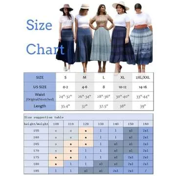 DREFBUFY Boho Midi Skirt High Waist Pleated Tiered Long Skirts, Women Denim Look with Elastic Waistband, Casual A Line Midi Dress for Women, Blue Dresses Ruffled