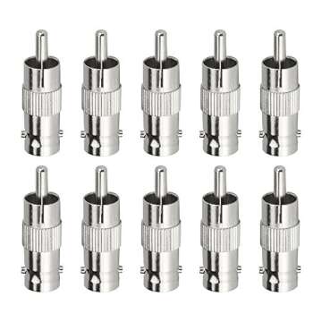 ZOSI 10 Pack BNC Female Jack to RCA Male Coaxial Cable Connector Adapter for CCTV Security Camera System