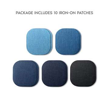 ZEFFFKA Denim Iron-on Jean Patches Inside & Outside Strongest Glue 100% Cotton Assorted Shades of Blue Black Repair Decorating Kit 10 Pieces Size 4-1/4" by 3-3/4" (9.8 cm x 10.8 cm)