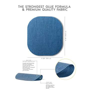 ZEFFFKA Denim Iron-on Jean Patches Inside & Outside Strongest Glue 100% Cotton Assorted Shades of Blue Black Repair Decorating Kit 10 Pieces Size 4-1/4" by 3-3/4" (9.8 cm x 10.8 cm)