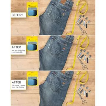 ZEFFFKA Denim Iron-on Jean Patches Inside & Outside Strongest Glue 100% Cotton Assorted Shades of Blue Black Repair Decorating Kit 10 Pieces Size 4-1/4" by 3-3/4" (9.8 cm x 10.8 cm)