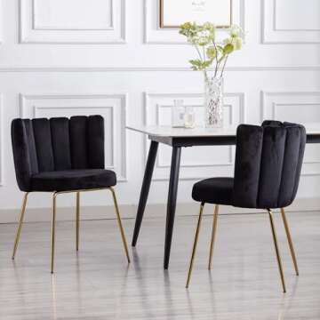 DM Furniture Velvet Dining Chairs Set of 4 Modern Barrel Accent Chairs Upholstered Side Chairs with ...