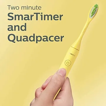 Philips Sonicare One Toothbrush, Electric Battery Powered Toothbrush with Sleek Travel Case and 2pk Toothbrush Heads - Mango Yellow, HY1100-02