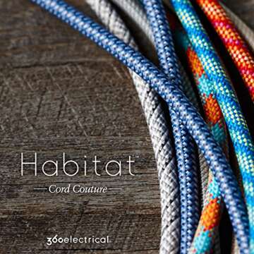 360 Electrical 360473 Habitat Braided Extension Cord w/ 2.4A Dual USB, 12 ft, Harmony-Summer Twilight