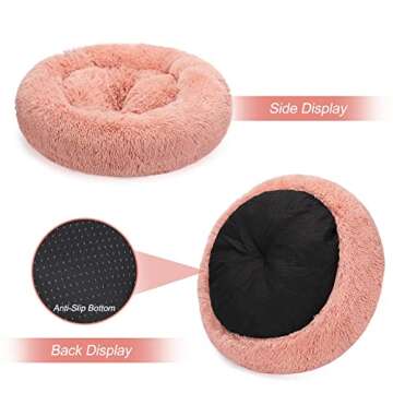 MIXJOY Orthopedic Dog Bed Comfortable Donut Cuddler Round Dog Bed Ultra Soft Washable Dog and Cat Cushion Bed (20''/23''/30'') (23'', Pink)