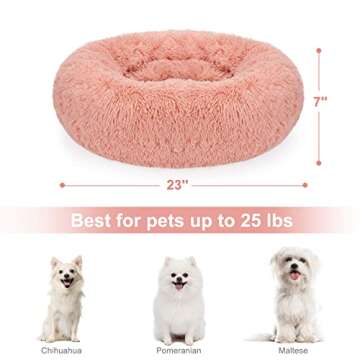MIXJOY Orthopedic Dog Bed Comfortable Donut Cuddler Round Dog Bed Ultra Soft Washable Dog and Cat Cushion Bed (20''/23''/30'') (23'', Pink)