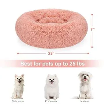 MIXJOY Orthopedic Dog Bed Comfortable Donut Cuddler Round Dog Bed Ultra Soft Washable Dog and Cat Cushion Bed (20''/23''/30'') (23'', Pink)
