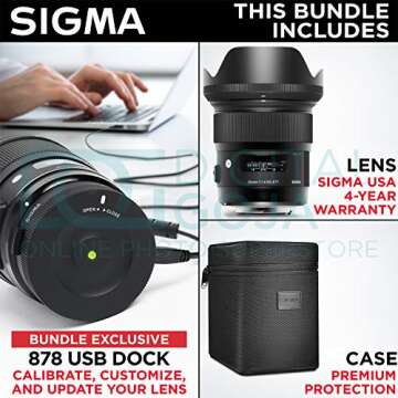 Sigma 24mm F1.4 Art DG HSM Lens for Canon DSLR Cameras + Sigma USB Dock with Altura Photo Essential ...