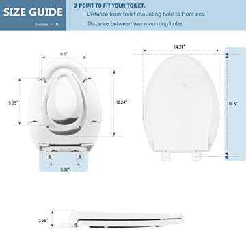 JINGZE Elongated Toilet Seat Built-In Potty Training Seat, Soft Quiet Close Non-Slip Seat, Easy to Install & Clean,Magnetic Kids Seat and Cover for Elongated Oval Toilets,White