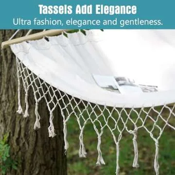Double White Natural Canvas Handmade Hammock for Relaxation